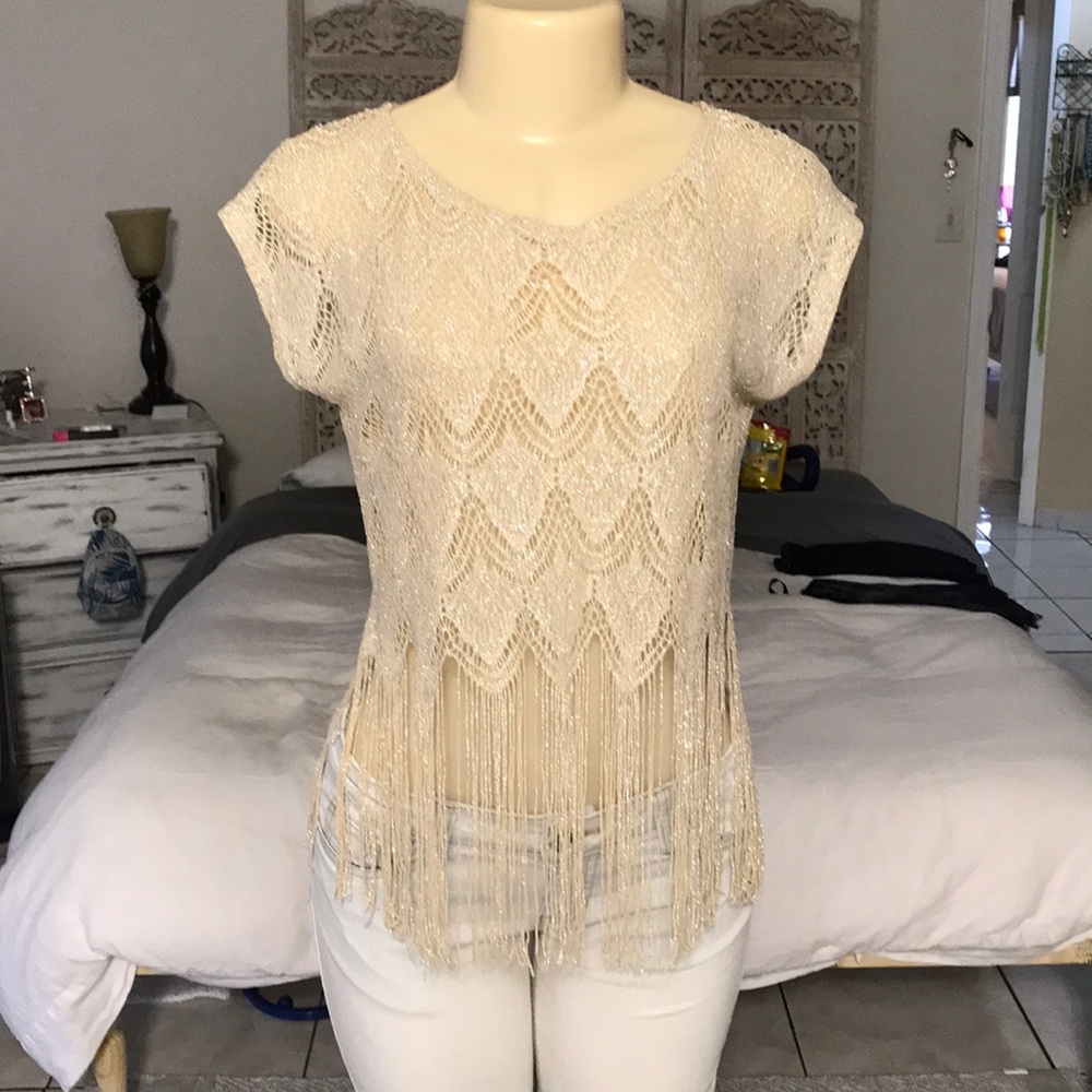Sparkly fringe crop top